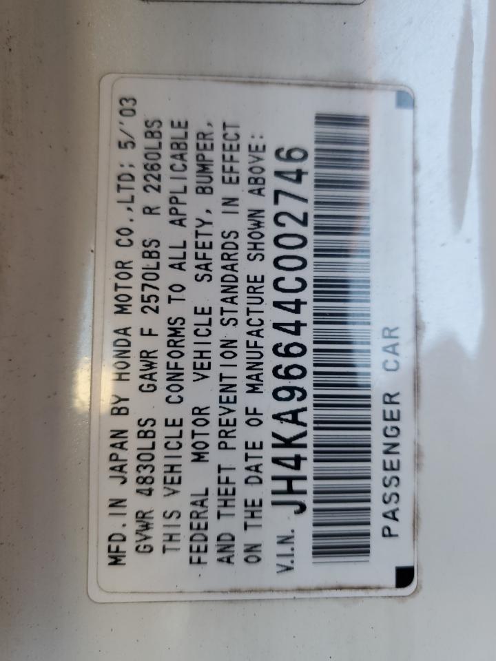2004 Acura RL VIN JH4KA96644C002746 Copart auction photo, rear end / front end damage thumbnail 12