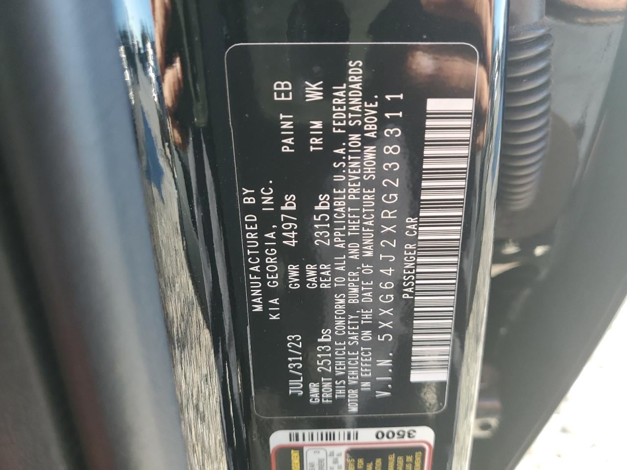 2024 KIA K5 VIN 5XXG64J2XRG238311 Copart auction photo, rear end damage thumbnail 14