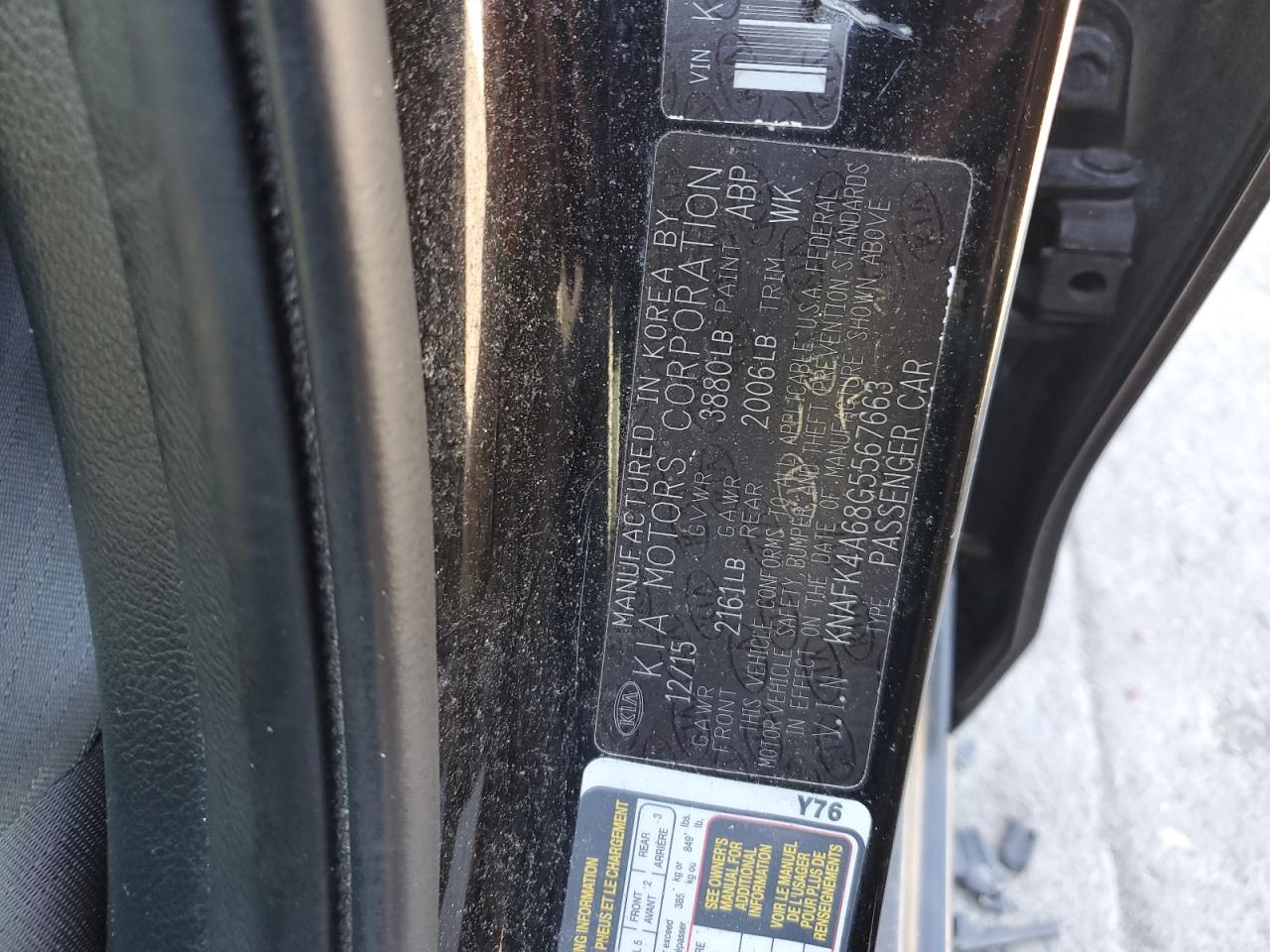 2016 KIA Forte VIN KNAFK4A68G5567663 Copart auction photo, front end damage thumbnail 14