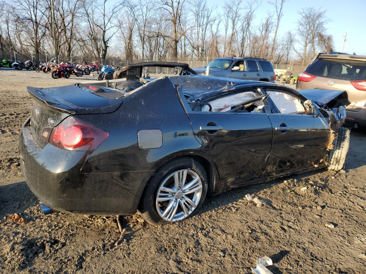 2015 Infiniti Q40 VIN JN1CV6AR9FM520359 Copart auction photo, all over damage thumbnail 3