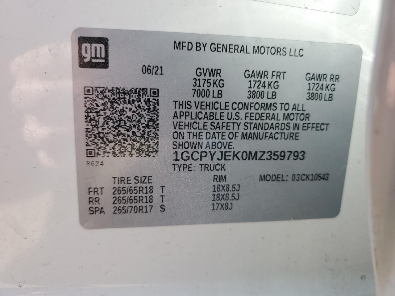 2021 Chevrolet Silverado VIN 1GCPYJEK0MZ359793 Copart auction photo, undercarriage / rear end damage thumbnail 14