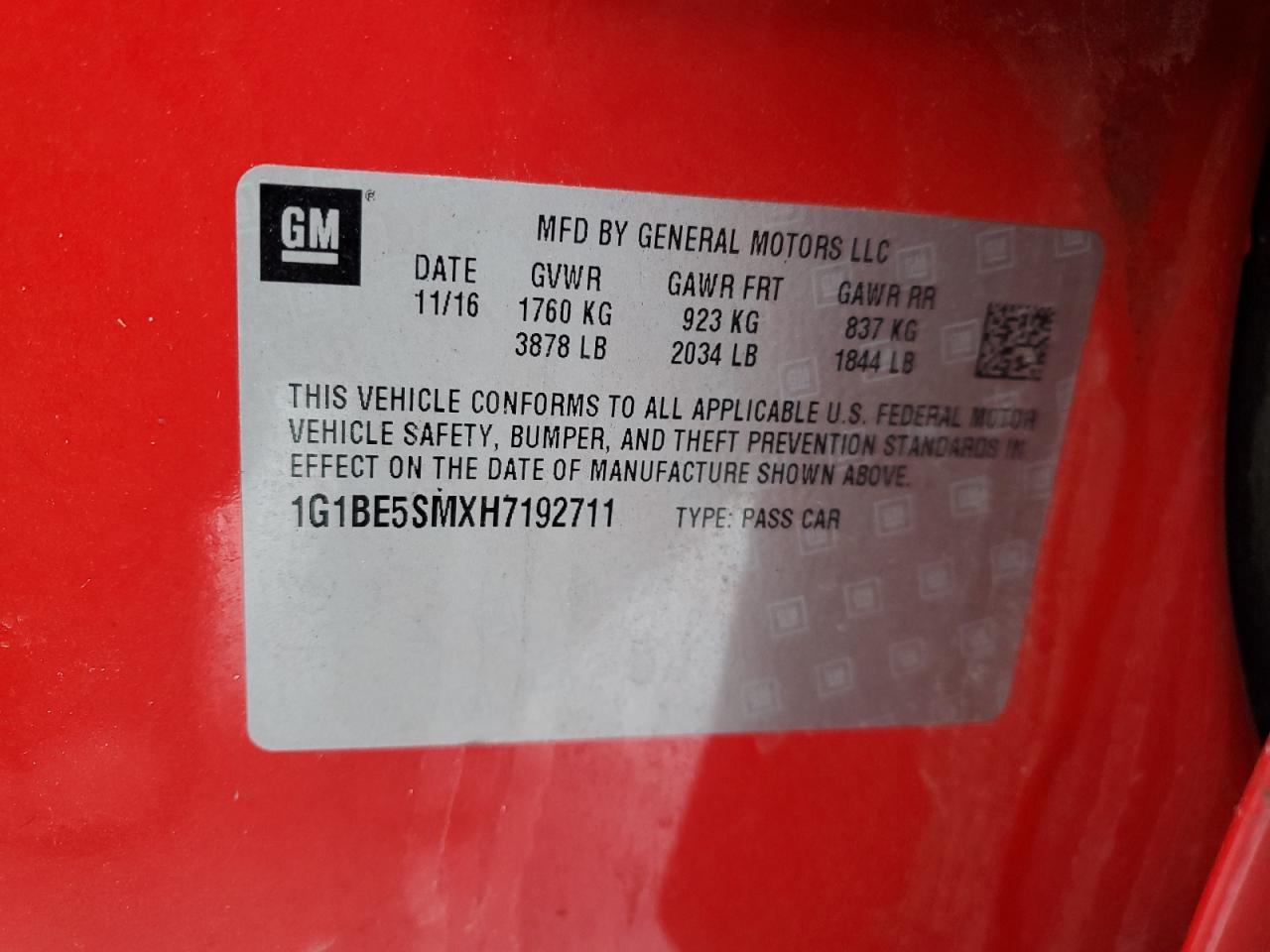 2017 Chevrolet Cruze VIN 1G1BE5SMXH7192711 Copart auction photo, front end damage thumbnail 12
