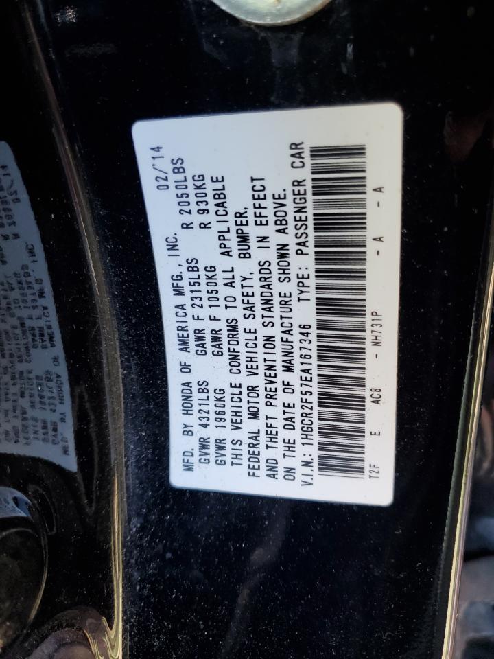2014 Honda Accord VIN 1HGCR2F57EA167346 Copart auction photo, side damage thumbnail 12