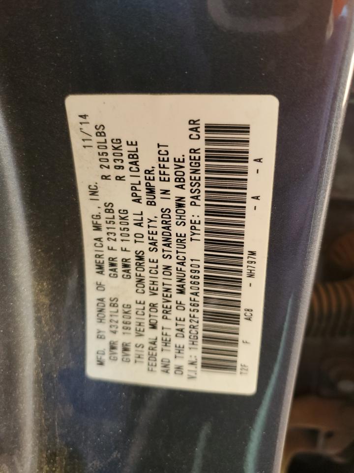 2015 Honda Accord VIN 1HGCR2F56FA066901 Copart auction photo, front end damage thumbnail 12