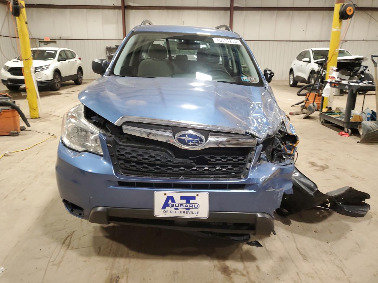 2015 Subaru Forester VIN JF2SJABC9FH561196 Copart auction photo, front end / side damage thumbnail 5