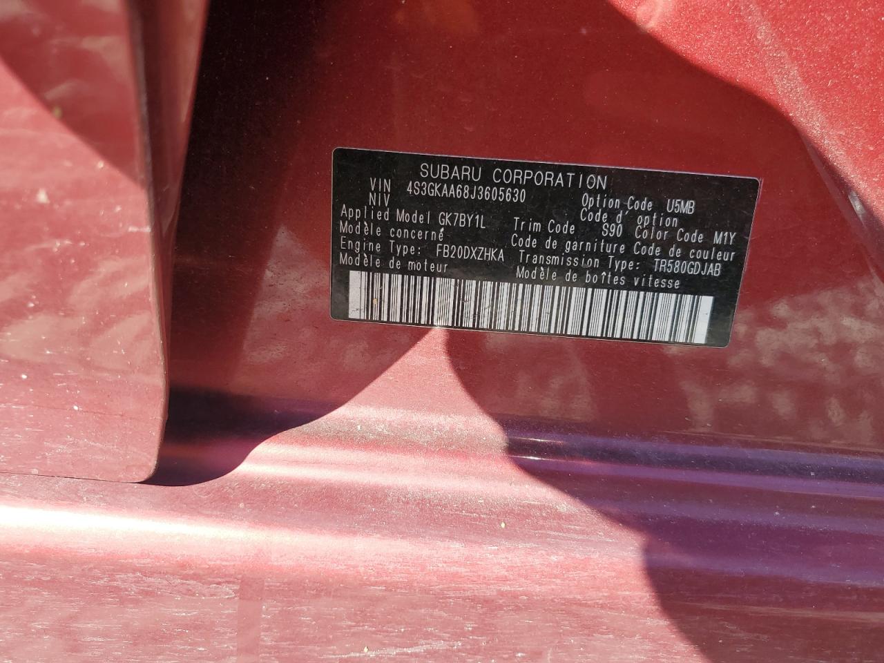 2018 Subaru Impreza VIN 4S3GKAA68J3605630 Copart auction photo, side damage thumbnail 14