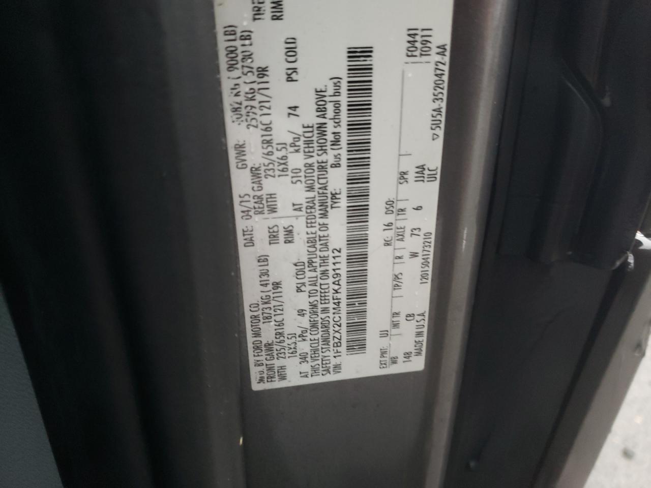 2021 Ford Transit VIN 1FBZX2CM4FKA91112 Copart auction photo, side damage thumbnail 13