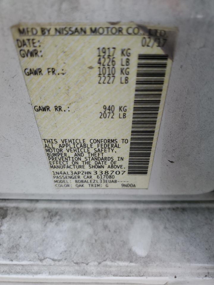 2017 Nissan Altima VIN 1N4AL3AP2HN338707 Copart auction photo, front end damage thumbnail 13