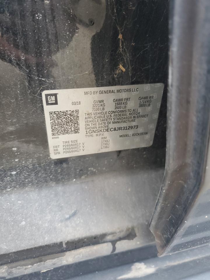 2018 Chevrolet Tahoe VIN 1GNSKDEC8JR312973 Copart auction photo, front end damage thumbnail 15