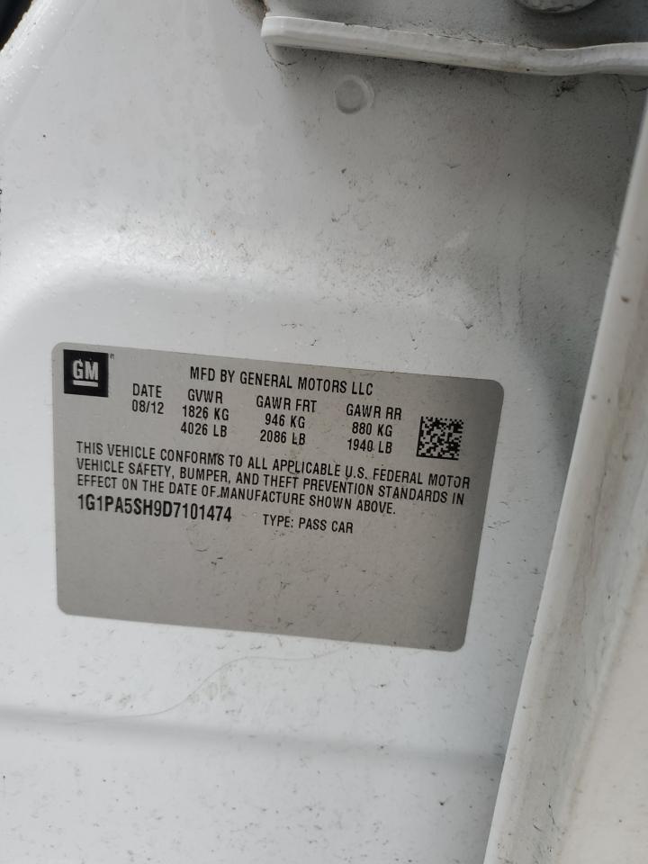 2013 Chevrolet Cruze VIN 1G1PA5SH9D7101474 Copart auction photo, front end damage thumbnail 14