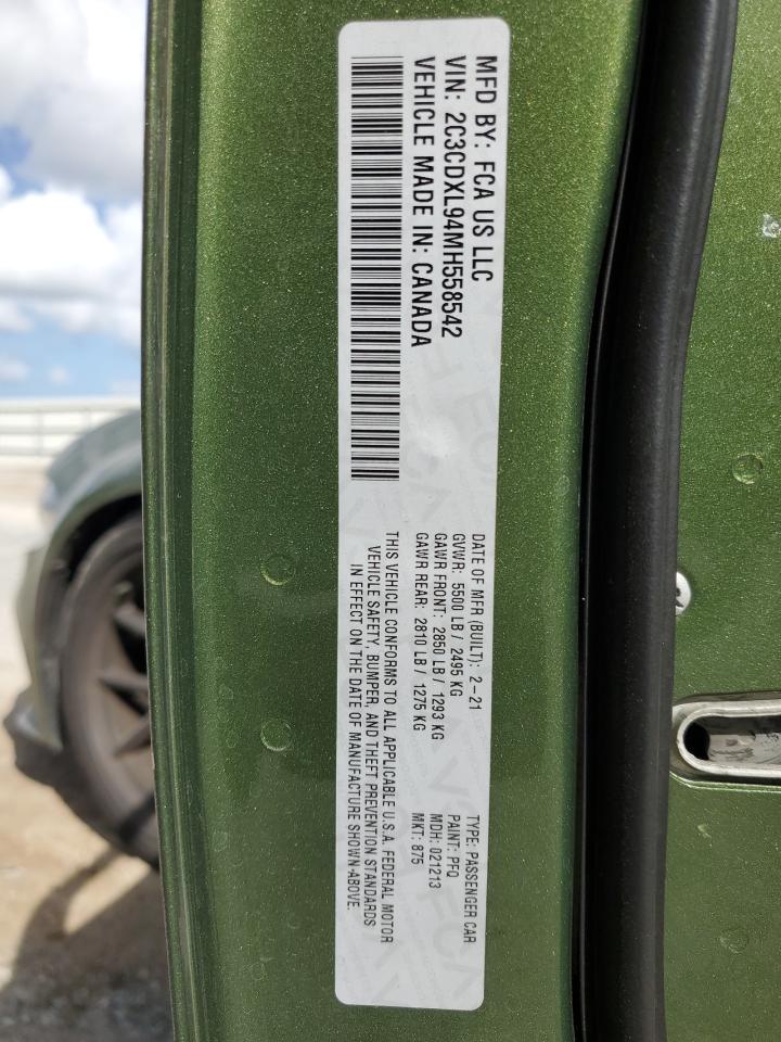 2021 Dodge Charger VIN 2C3CDXL94MH558542 Copart auction photo, rear end damage thumbnail 15