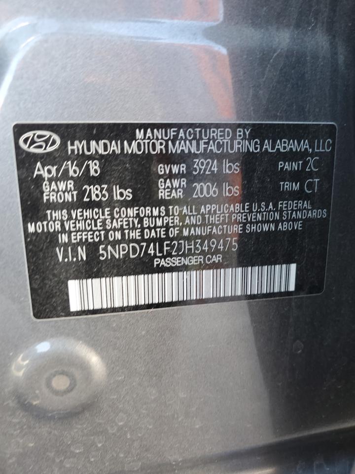 2018 Hyundai Elantra VIN 5NPD74LF2JH349475 Copart auction photo, front end damage thumbnail 13