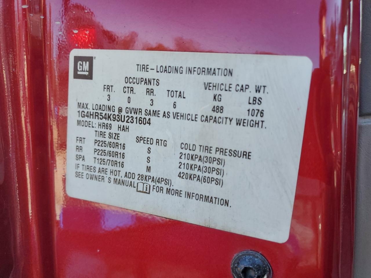 2003 Buick LeSabre VIN 1G4HR54K93U231604 Copart auction photo, front end damage thumbnail 12