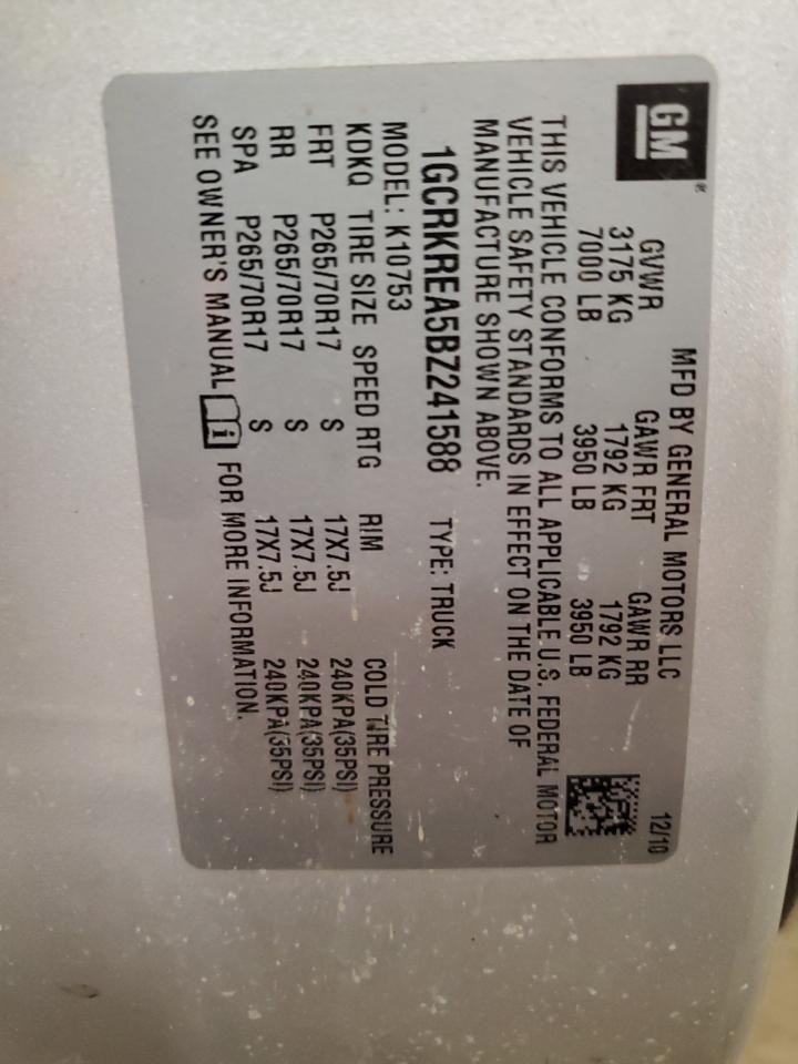 2011 Chevrolet Silverado VIN 1GCRKREA5BZ241588 Copart auction photo, rear end / side damage thumbnail 12