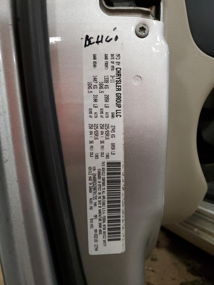 2011 Chrysler Town & Country VIN 2A4RR5DG2BR701725 Copart auction photo, front end / mechanical damage thumbnail 13