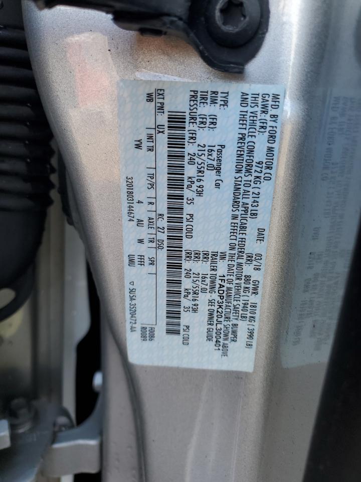 2018 Ford Focus VIN 1FADP3K20JL300401 Copart auction photo, front end damage thumbnail 12