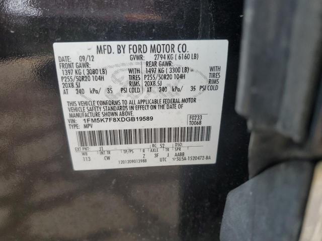 2013 Ford Explorer VIN 1FM5K7F8XDGB19589 Copart auction photo, front end damage thumbnail 13