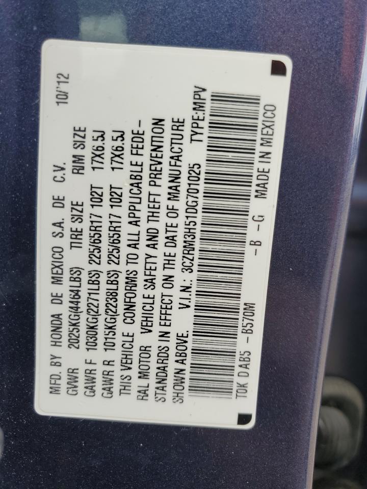 2013 Honda CR-V VIN 3CZRM3H51DG701025 Copart auction photo, side / front end damage thumbnail 14