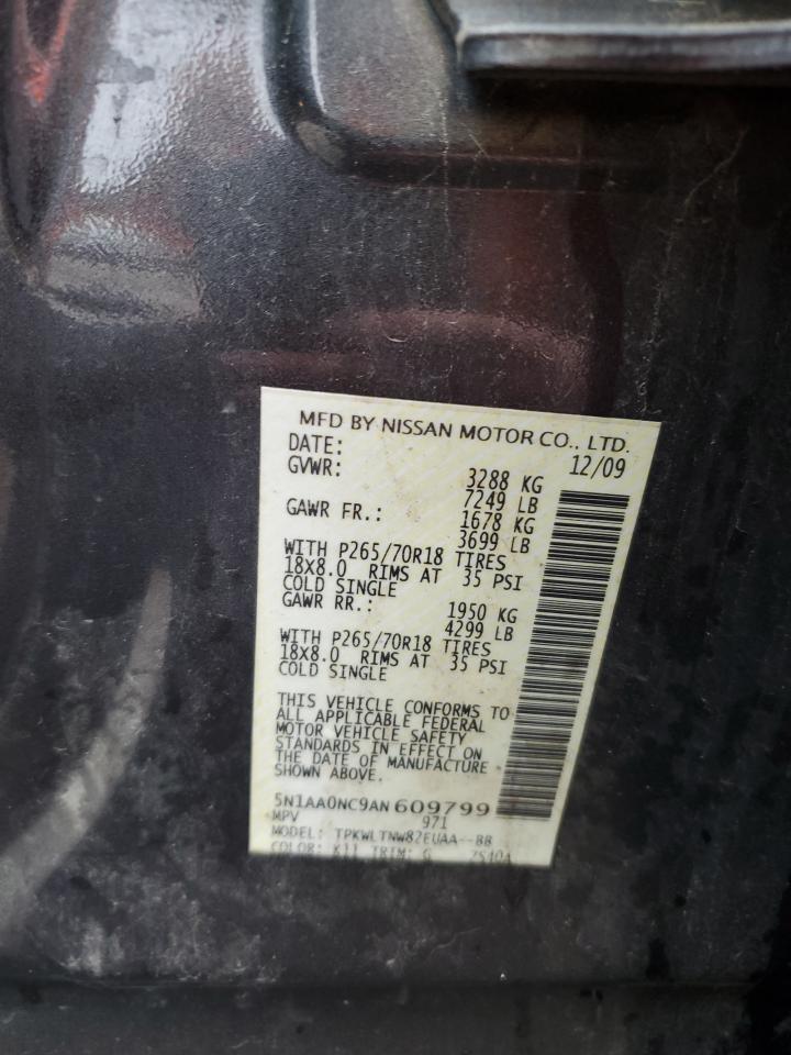 2010 Nissan Armada VIN 5N1AA0NC9AN609799 Copart auction photo, all over damage thumbnail 13