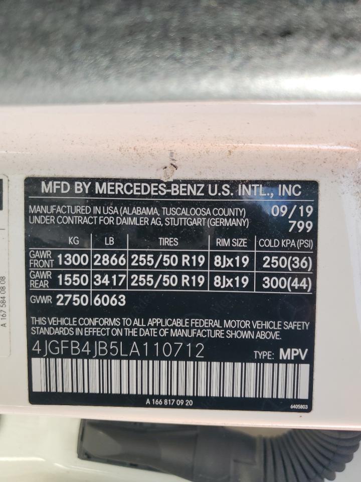 2020 Mercedes-Benz GLE VIN 4JGFB4JB5LA110712 Copart auction photo, front end damage thumbnail 13