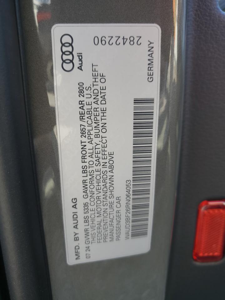 2024 Audi A6 VIN WAUD3BF26RN064053 Copart auction photo, front end damage thumbnail 12