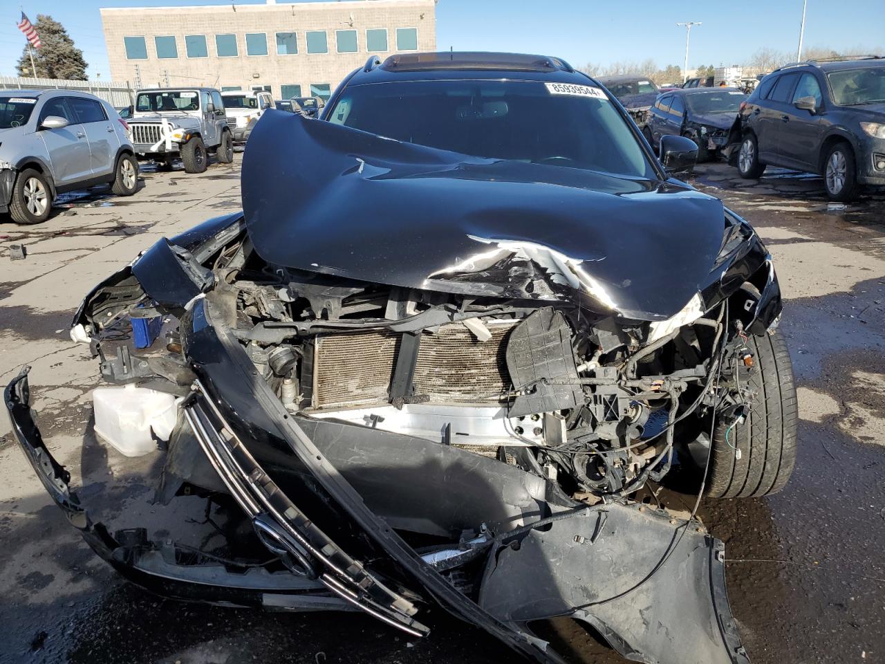 2015 Infiniti QX70 VIN JN8CS1MW8FM482380 Copart auction photo, front end damage thumbnail 5