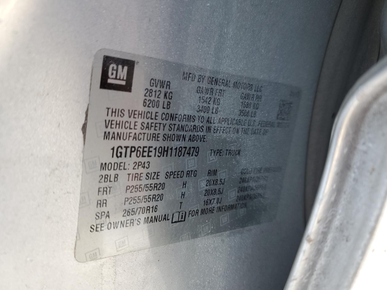 2017 GMC Canyon VIN 1GTP6EE19H1187479 Copart auction photo, front end / side damage thumbnail 12