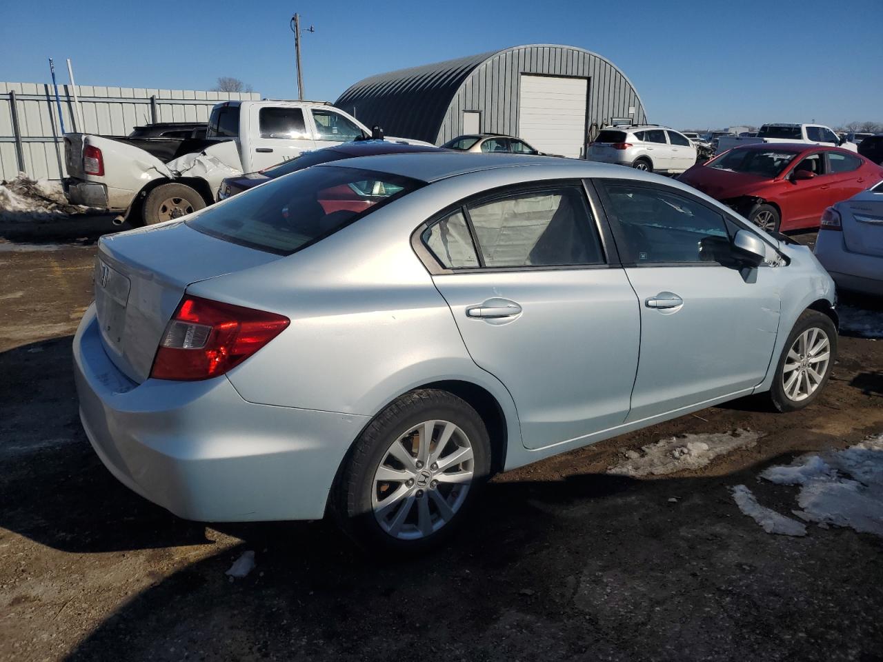2012 Honda Civic VIN 2HGFB2F88CH551226 Copart auction photo, front end / side damage thumbnail 3