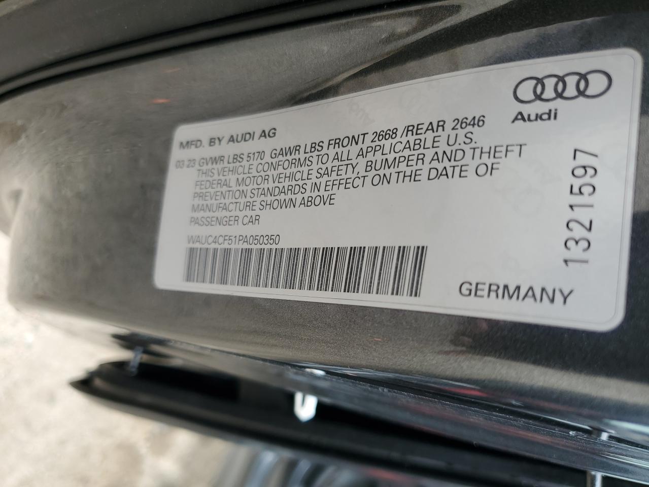 2023 Audi RS5 VIN WAUC4CF51PA050350 Copart auction photo, all over damage thumbnail 15