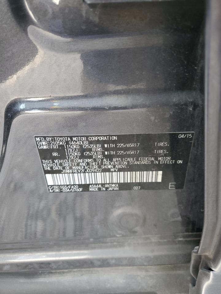 2015 Toyota RAV 4 VIN JTMRFREV2FJ029422 Copart auction photo, rear end / front end damage thumbnail 15