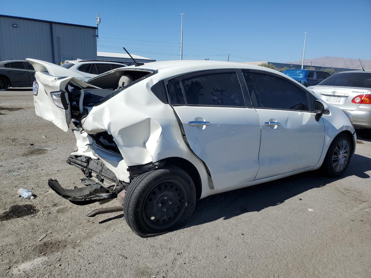 2014 KIA Rio VIN KNADM4A39E6365087 Copart auction photo, rear end / front end damage thumbnail 3