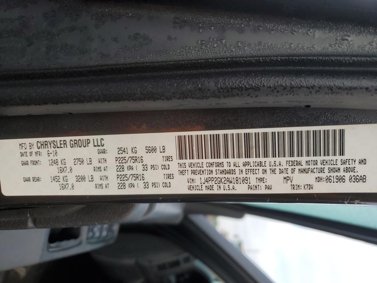 2010 Jeep Liberty (North America) VIN 1J4PP2GK2AW181091 Copart auction photo, front end damage thumbnail 14