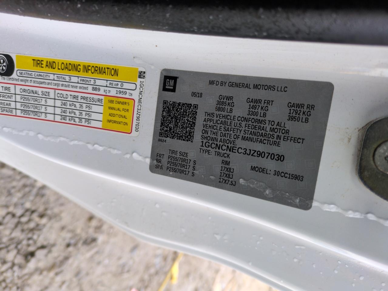 2018 Chevrolet Silverado VIN 1GCNCNEC3JZ907030 Copart auction photo, front end damage thumbnail 13