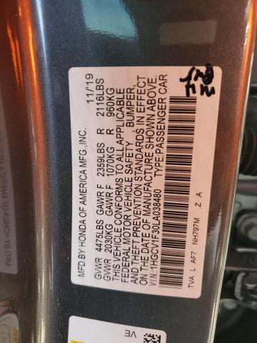 2020 Honda Accord VIN 1HGCV1F30LA038480 Copart auction photo, rear end damage thumbnail 12
