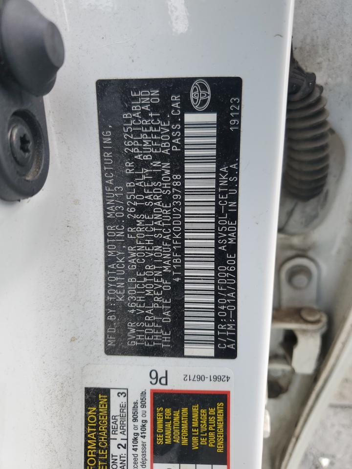 2013 Toyota Camry VIN 4T1BF1FK0DU239788 Copart auction photo, rear end damage thumbnail 13