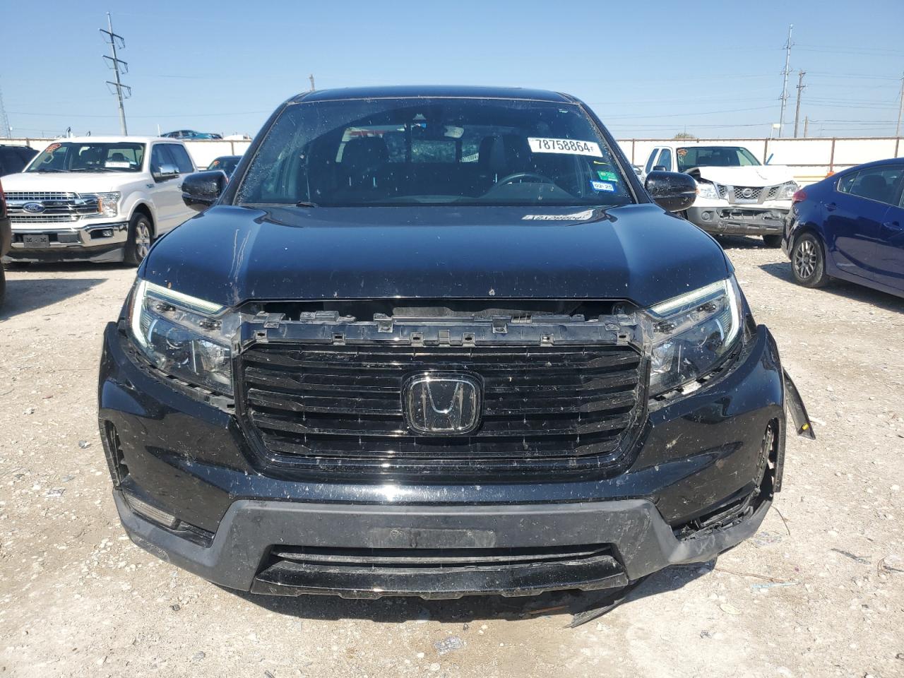 2022 Honda Ridgeline VIN 5FPYK3F83NB039533 Copart auction photo, front end / top/roof damage thumbnail 5