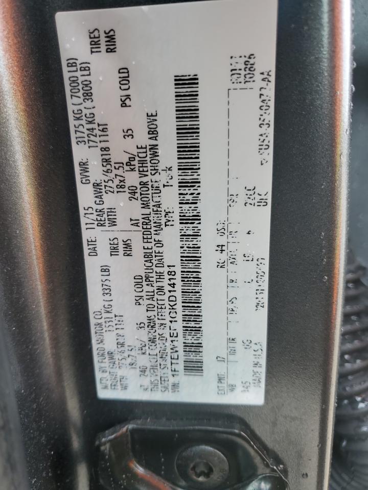 2016 Ford F-150 VIN 1FTEW1EF1GKD14181 Copart auction photo, front end damage thumbnail 14