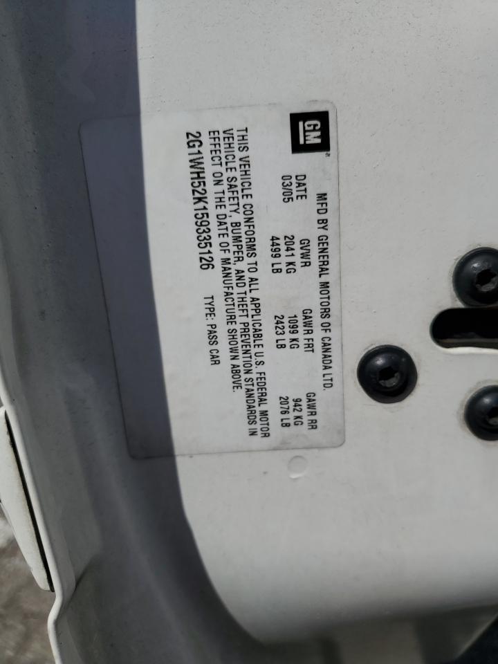 2005 Chevrolet Impala VIN 2G1WH52K159335126 Copart auction photo, front end / rear end damage thumbnail 12