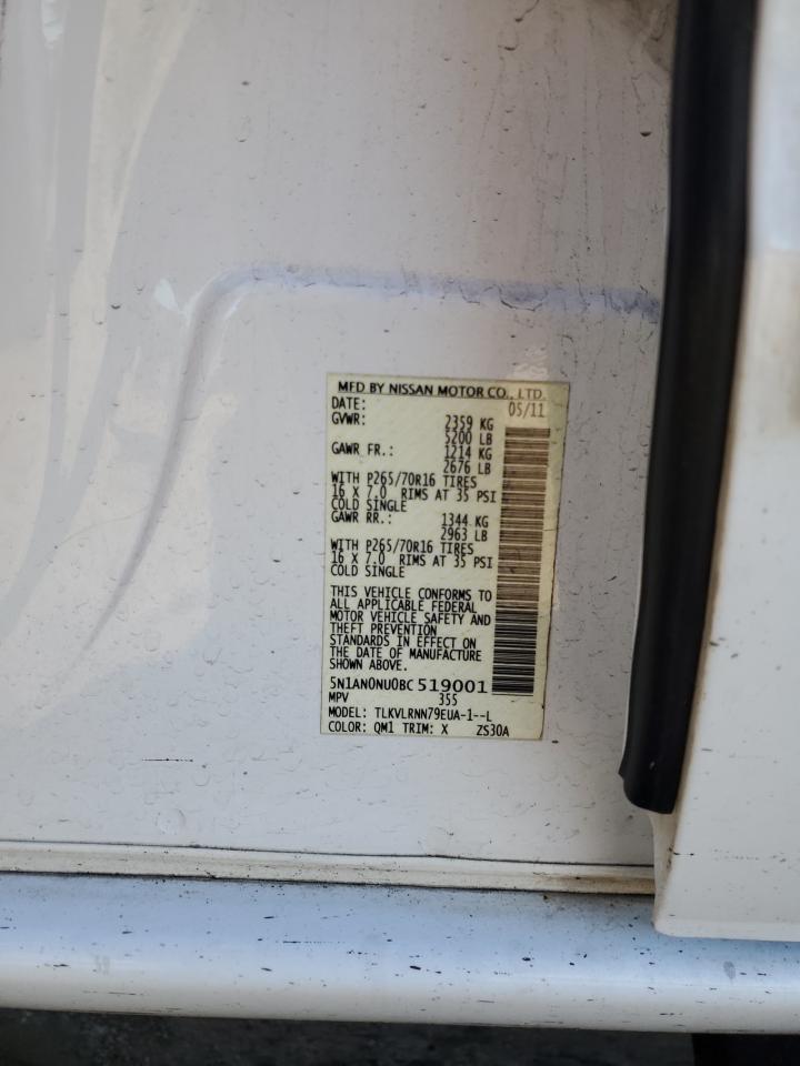 2011 Nissan XTerra VIN 5N1AN0NU0BC519001 Copart auction photo, front end damage thumbnail 15