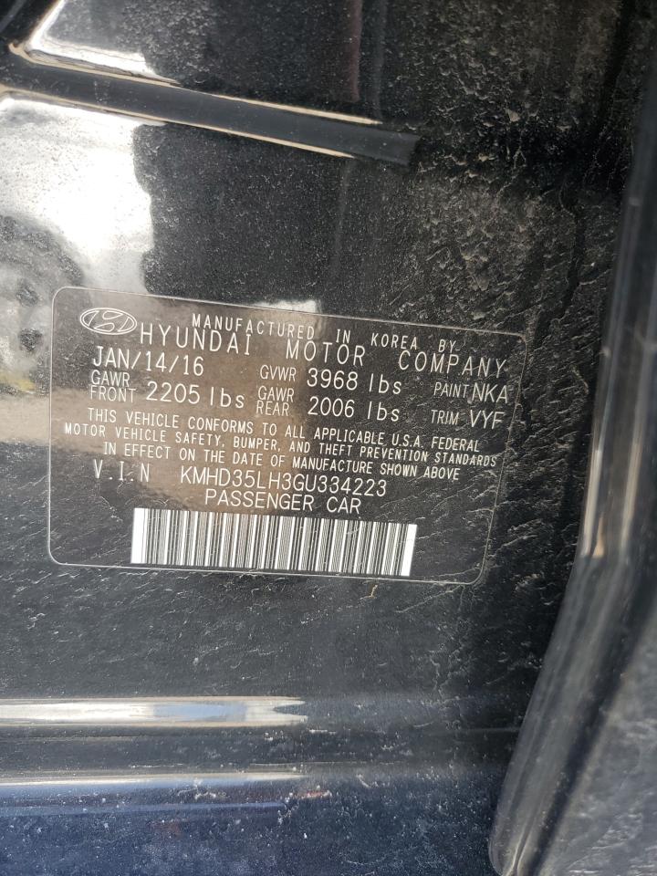 2016 Hyundai Elantra VIN KMHD35LH3GU334223 Copart auction photo, front end damage thumbnail 12