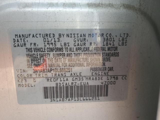 2013 Nissan Sentra VIN 3N1AB7AP1DL666251 Copart auction photo, mechanical damage thumbnail 12