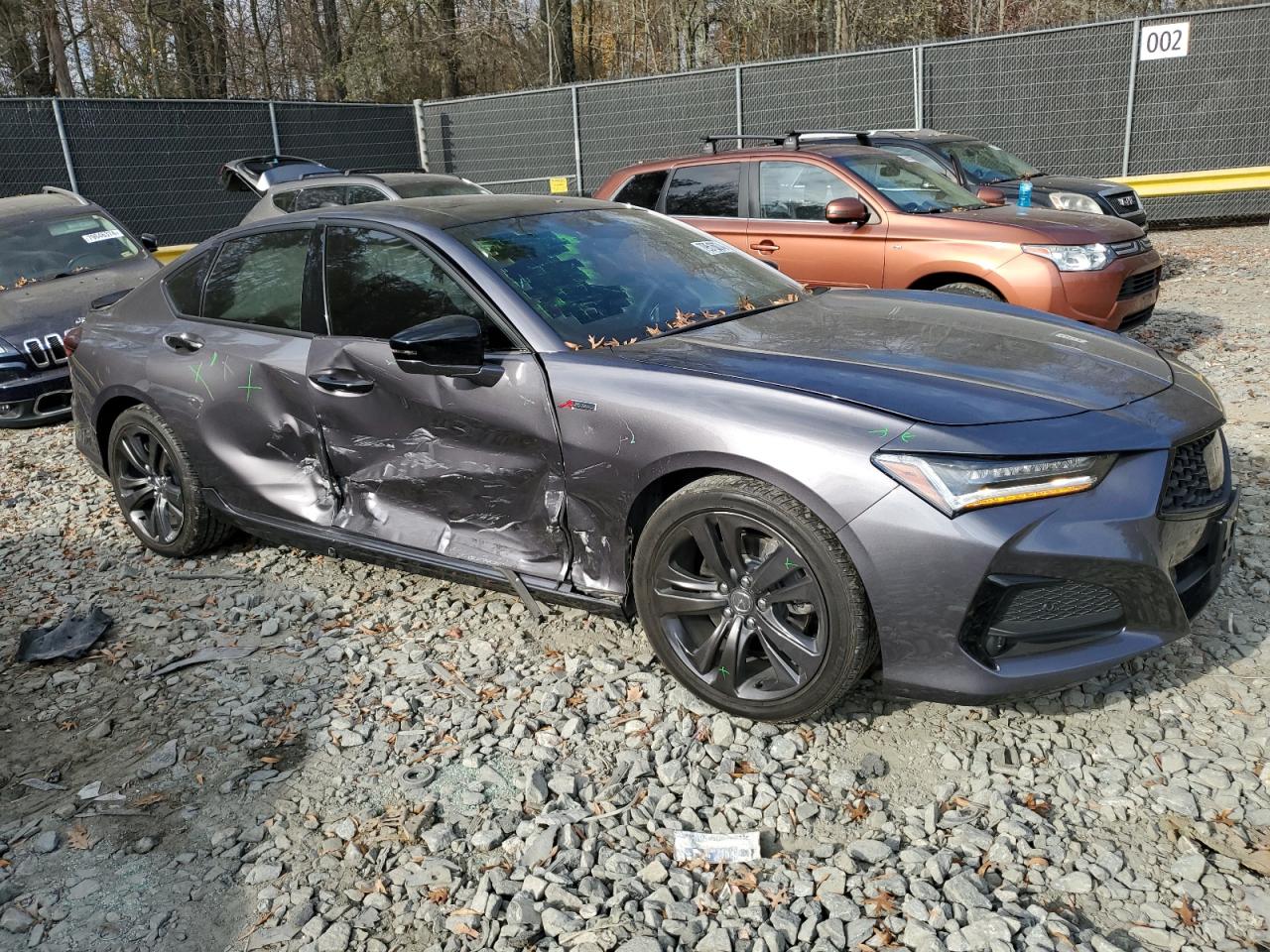 2022 Acura TLX VIN 19UUB5F57NA000589 Copart auction photo, side damage thumbnail 4