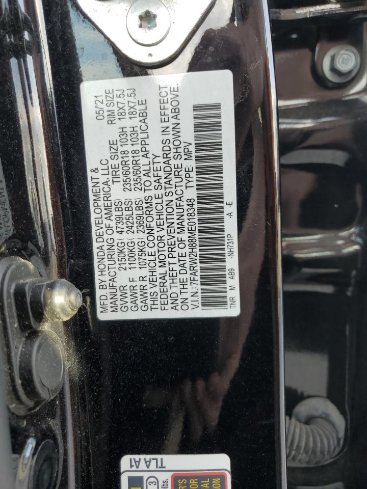 2021 Honda CR-V VIN 7FARW2H88ME018348 Copart auction photo, front end damage thumbnail 13
