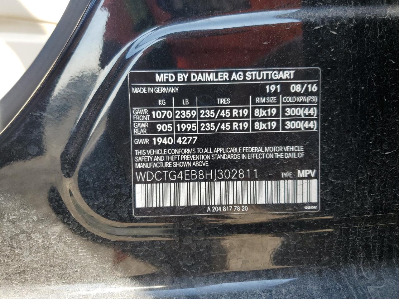 2017 Mercedes-Benz GLA-klasse VIN WDCTG4EB8HJ302811 Copart auction photo, front end damage thumbnail 13
