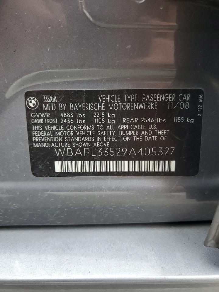 2009 BMW 3er VIN WBAPL33529A405327 Copart auction photo, front end damage thumbnail 12