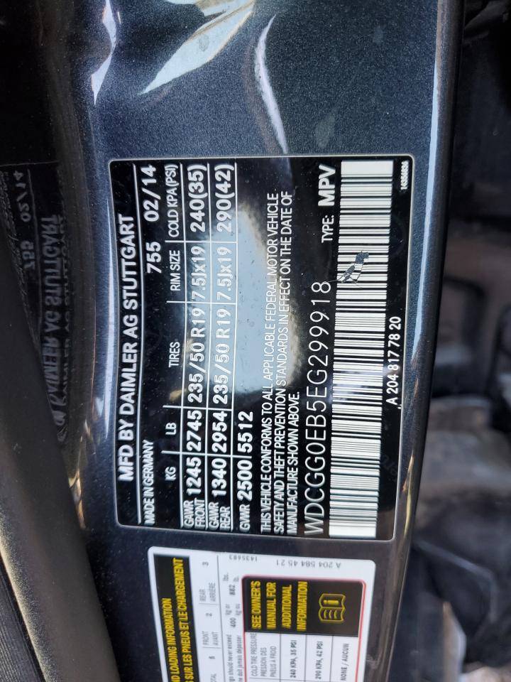 2014 Mercedes-Benz GLK-klasse VIN WDCGG0EB5EG299918 Copart auction photo, front end damage thumbnail 13