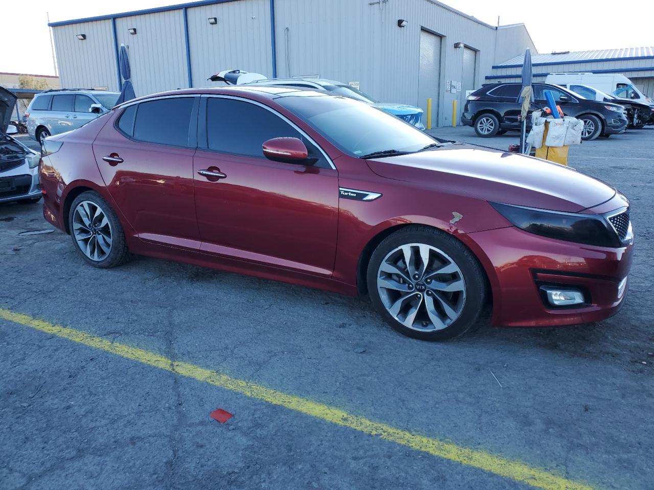 2014 KIA Optima VIN 5XXGR4A60EG291488 Copart auction photo, burn damage thumbnail 4