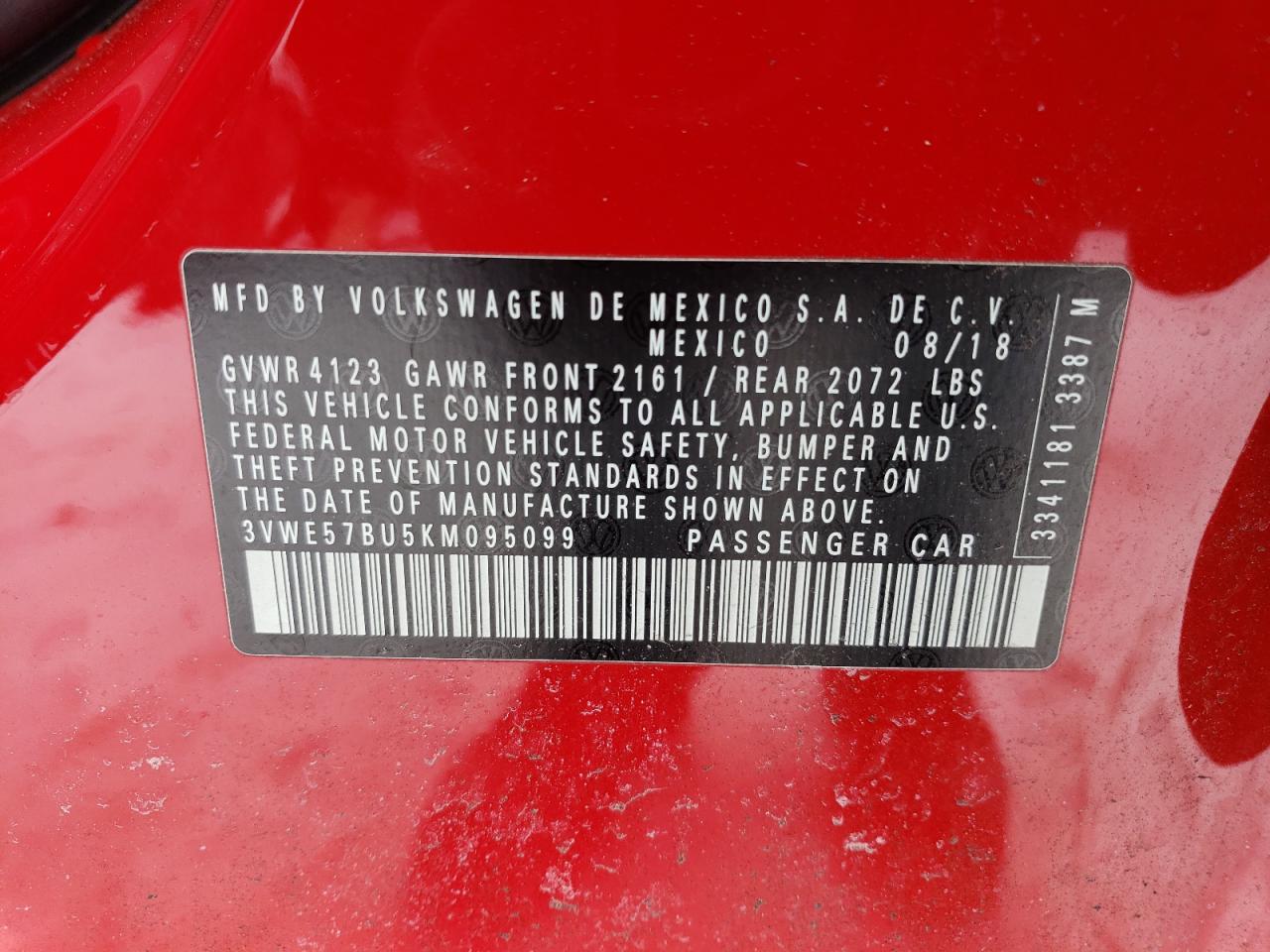 2019 Volkswagen Jetta VIN 3VWE57BU5KM095099 Copart auction photo, side / front end damage thumbnail 12
