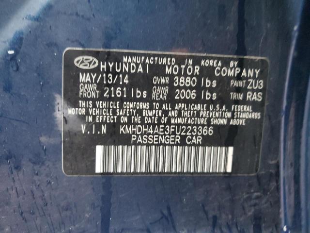 2015 Hyundai Elantra VIN KMHDH4AE3FU223366 Copart auction photo, front end / rear end damage thumbnail 12