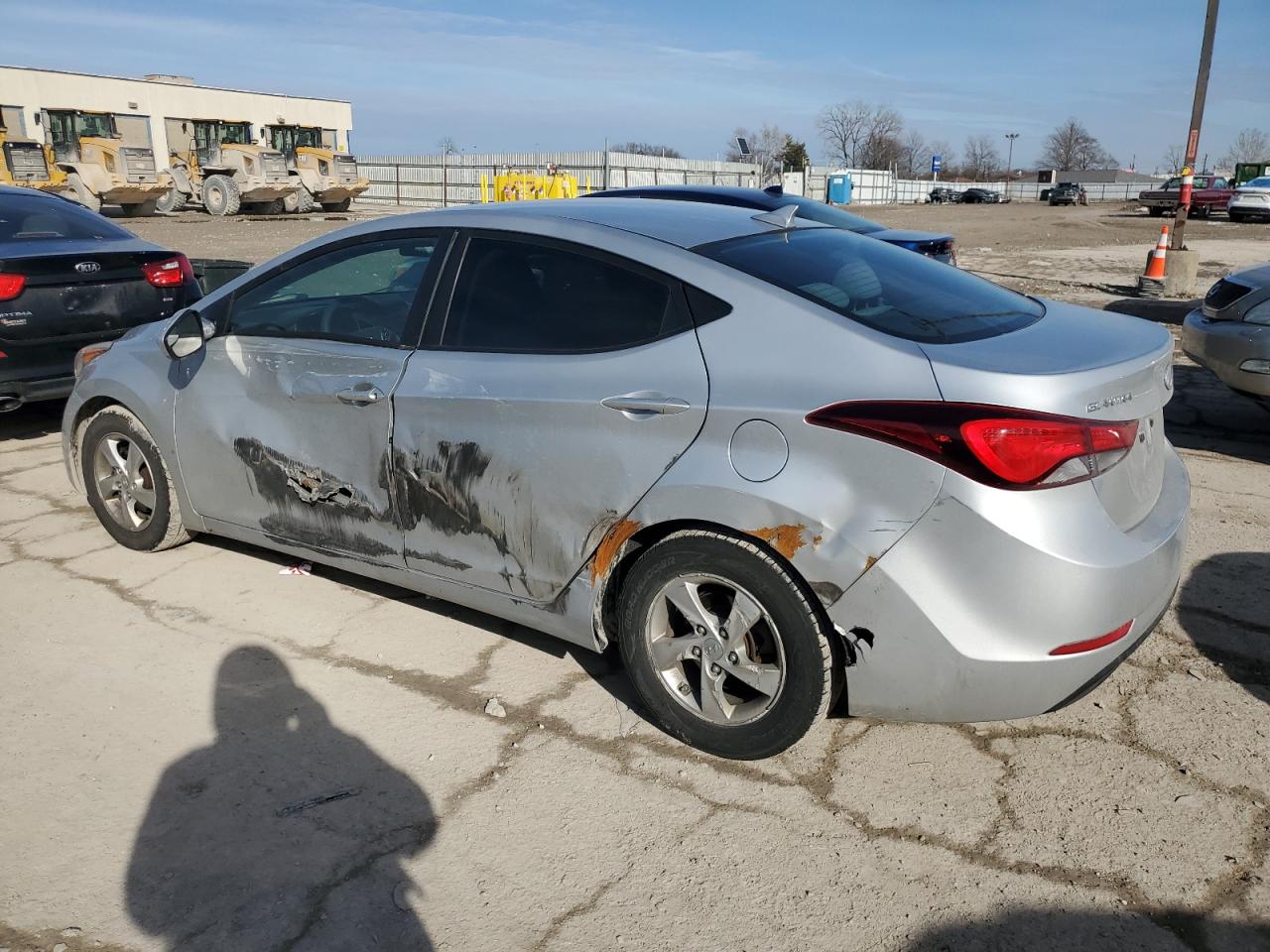 2014 Hyundai Elantra VIN 5NPDH4AEXEH512323 Copart auction photo, side / rear end damage thumbnail 2